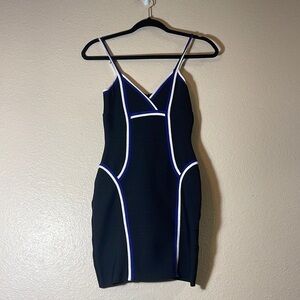 Guess 90’s black white and blue bodycon dress XS